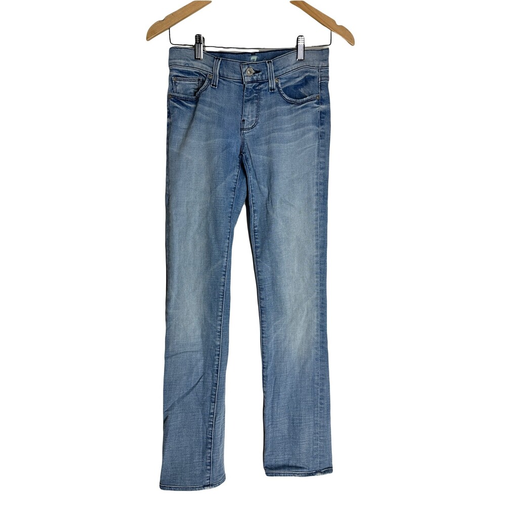 7 For All Mankind Womens Straight Leg Jeans Size 28x29 Low Rise Light Blue Denim